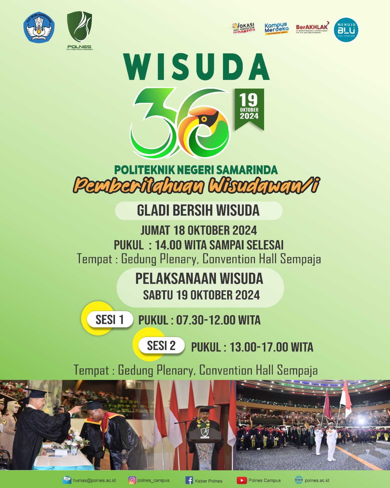 wisuda polnes 2024 pembagian sesi