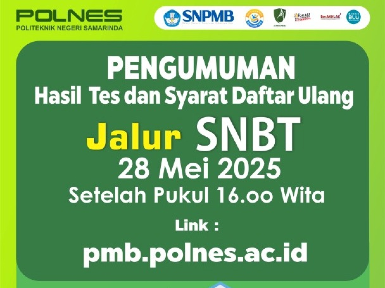 PENGUMUMAN PROSEDUR&nbsp;REGISTRASI&nbsp;ULANG CAMABA LULUS SNBT/UTBK TAHUN&nbsp;2025