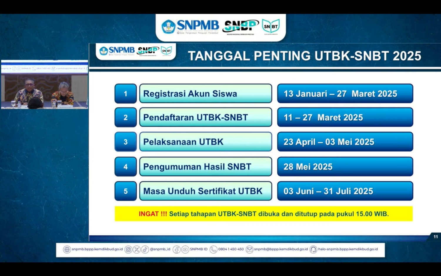 TANGGAL PENTING / JADWAL PELAKSANAAN SNPMB 2025 JALUR SNBT (SELEKSI NASIONAL BERDASARKAN TES)