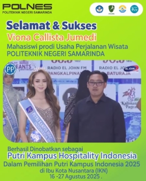 Bangga! Mahasiswi Politeknik Negeri Samarinda berhasil membawa pulang gelar Putri Kampus Hospitality Indonesia. Teruslah menginspirasi dan mengharumkan nama kampus!