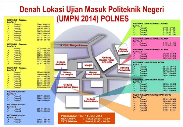 DENAH LOKASI UJIAN MASUK UMPN POLNES 2014-2015