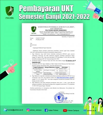 Jadwal Dan Prosedur Pembayaran UKT/SPP Semester Ganjil 2021-2022