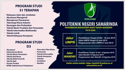 POLNES Buka Penerimaan Mahasiswa Baru (PMB) Tahun Akademik 2019-2020 Jalur Tes Tulis UMPN dan MANDIRI  Serentak Se- Indonesia