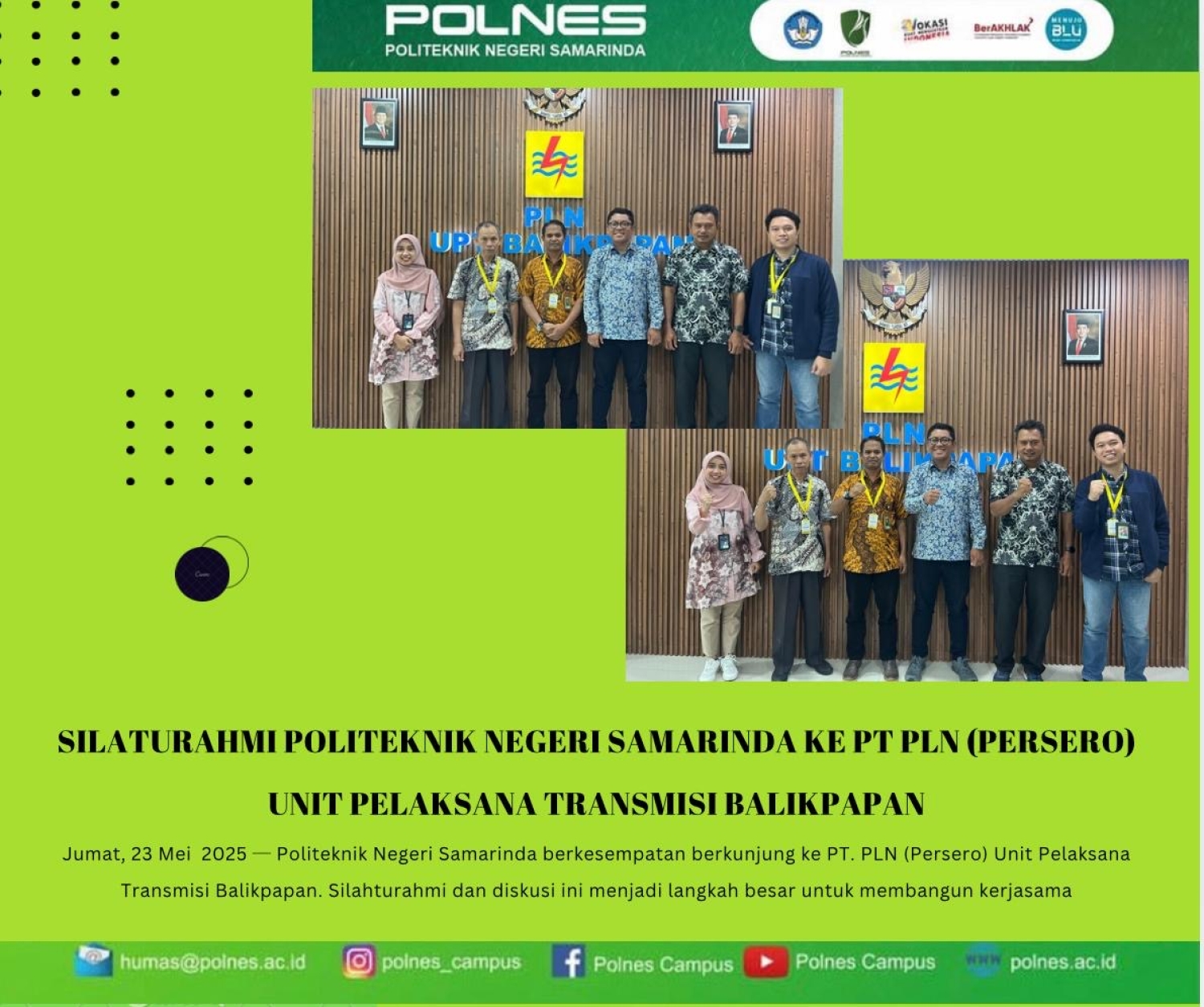 SILATURAHMI POLITEKNIK NEGERI SAMARINDA KE PT PLN (Persero) UNIT PELAKSANA TRANSMISI BALIKPAPAN