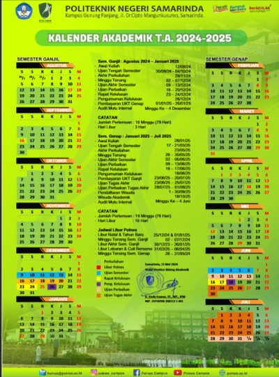 Kalender Akademik Politeknik Negeri Samarinda Tahun Ajaran 2024-2025