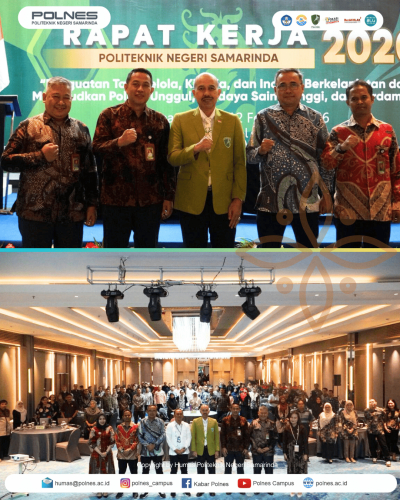 Rapat Kerja Politeknik Negeri Samarinda 2026 dengan tema "Penguatan Tata Kelola, Kinerja, dan Inovasi Berkelanjutan dalam Mewujudkan POLNES Unggul, Berdaya Saing, dan Berdampak"