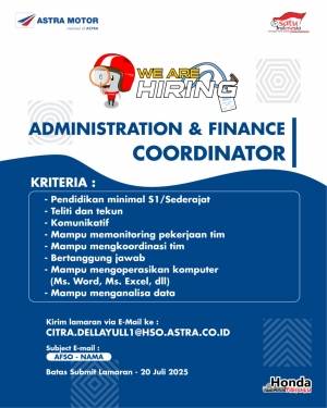 Lowongan Pekerjaan Astra Motor Administration &amp; Finance